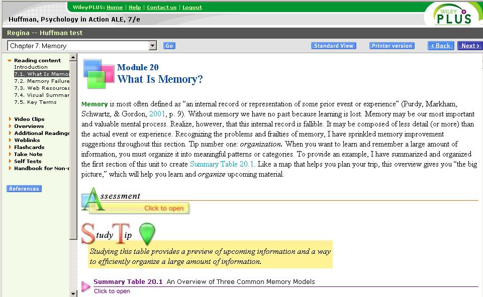 - WileyPLUS contains a full-text version of the your textbook, including such reference