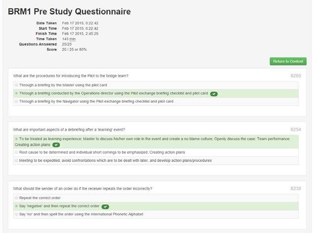Students can review their assessment results.