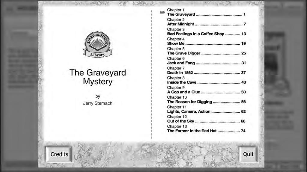 The Graveyard Mystery table of contents page will display.