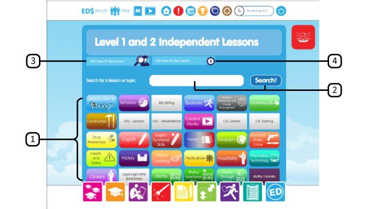 Independent learning: When you select the independent learning icon you are brought to this page. 1.