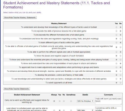 Always Yes No Sometimes Selecting one of these for each achievement statement will tell your teacher whether you can do them or not.