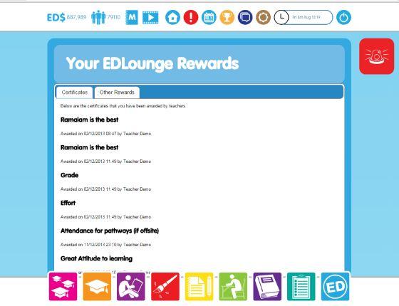 EDLounge rewards When you select the learning rewards icon you are taken to the below page.