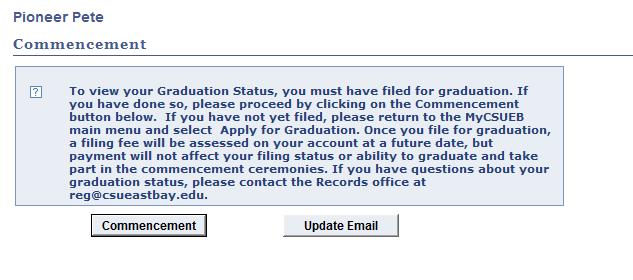 Graduation Status Select the link in