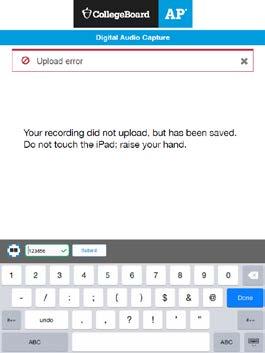 Upload Error If a student receives an Upload Error after completing their recording, it was likely caused by a technical issue that prevented the student's recording from uploading.