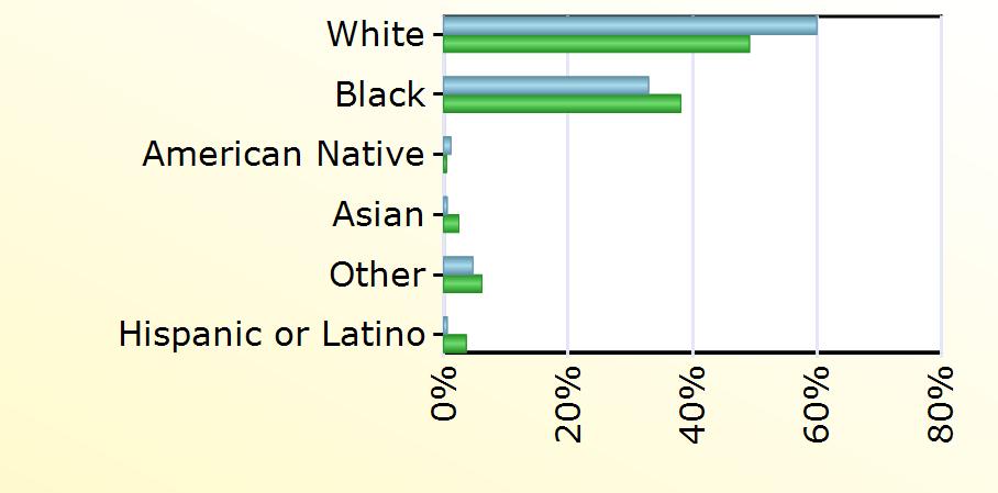 Virginia White 102 13,330 Black 56 10,339 American Native 2 130 Asian 1 667 Other 8 1,667 Hispanic or Latino 1 992 Age