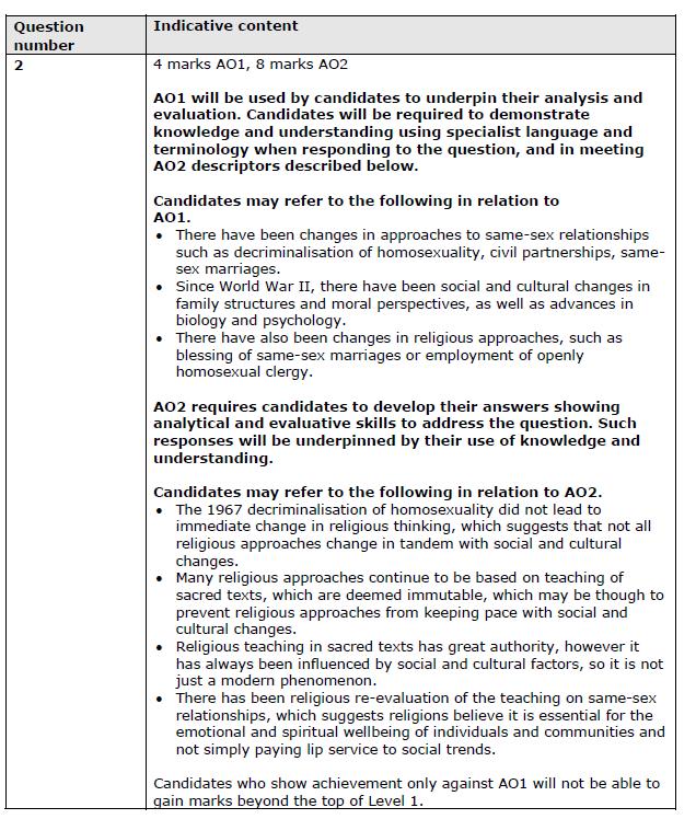 Question 2 Question and Mark Scheme 8 Pearson Education Ltd 2014.