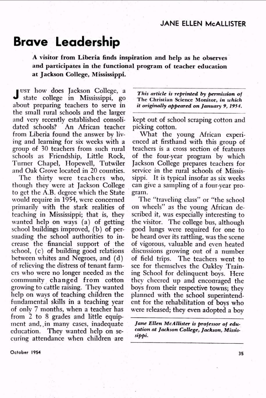 UST how does Jackson College, a J state college in Mississippi, go about preparing teachers to serve in the small rural schools and the larger and very recently established consoli dated schools?