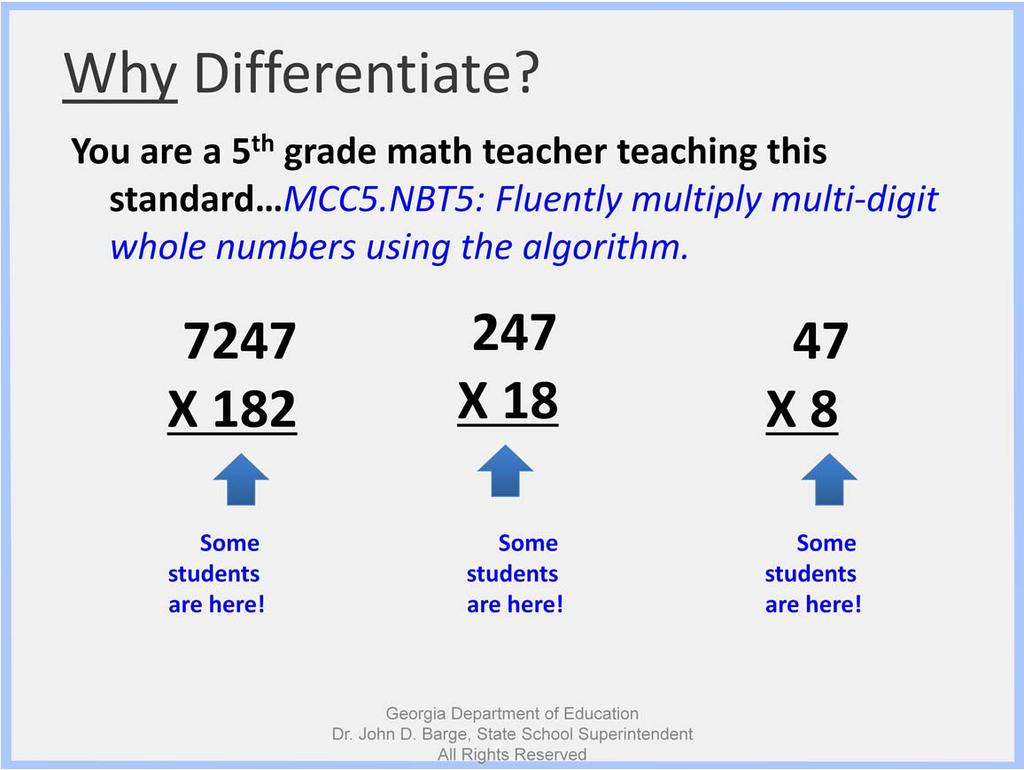 Teachers all understand that students are different and have different needs. However, this slide clearly points out that fact.