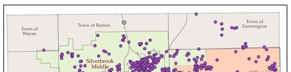 Map 2: Geographic Distribution of WBJSD Students in Grades 6-8, Fall 2007 Middle