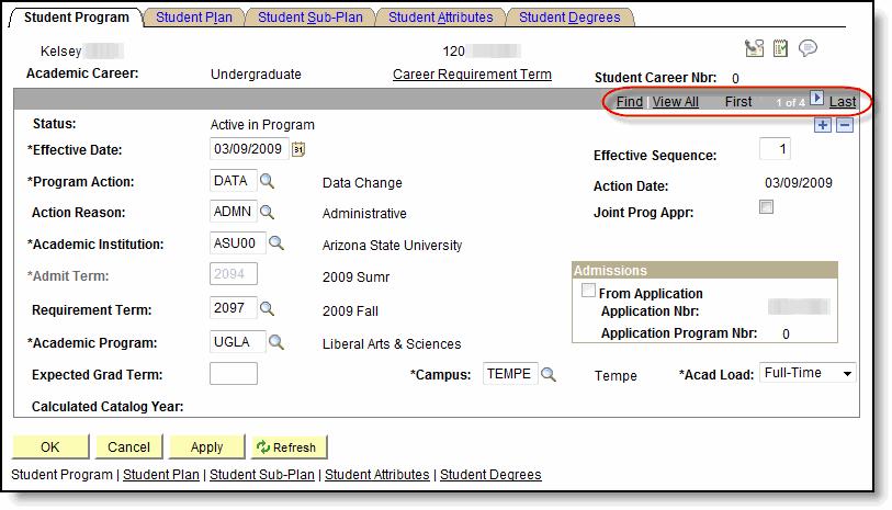 In the example above an Expected Graduation term displays blank. It is important to note that this field will remain blank until the student has applied for graduation.