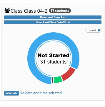Administration System Dashboard (cont.) Class Status and Schedule A doughnut graph displays the assessment status of the class as a whole.