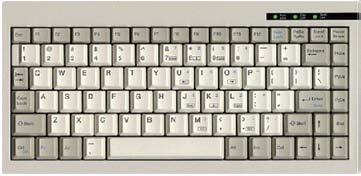 It uses a QWERTY layout, has a variety of surplus keys, is labelled with capital letters ad is quite large.