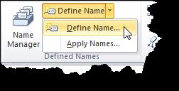 Create a name from selection - you can create names from the existing row and column