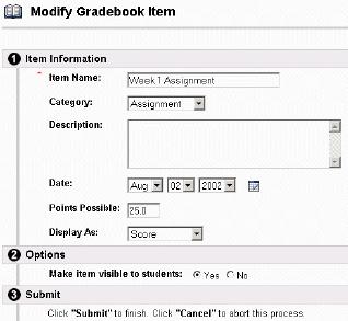 Blackboard 6 Instructor s Edition Page 101 symbol when they are submitted.? Question Mark Gradebook error.
