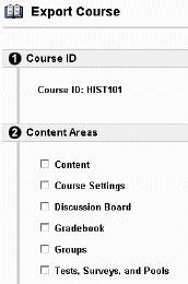 Page 80 Blackboard 6 Instructor s Edition Export packages are downloaded as compressed.zip files and can be imported into Blackboard Learning System in the same format.