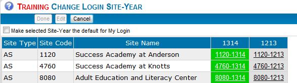 SELECT/LOG IN TO THE FUTURE SCHOOL YEAR PATH: LOG IN TO SCHOOL & YEAR Actions Menu > My Login Site Year > Select The Year To work with a future