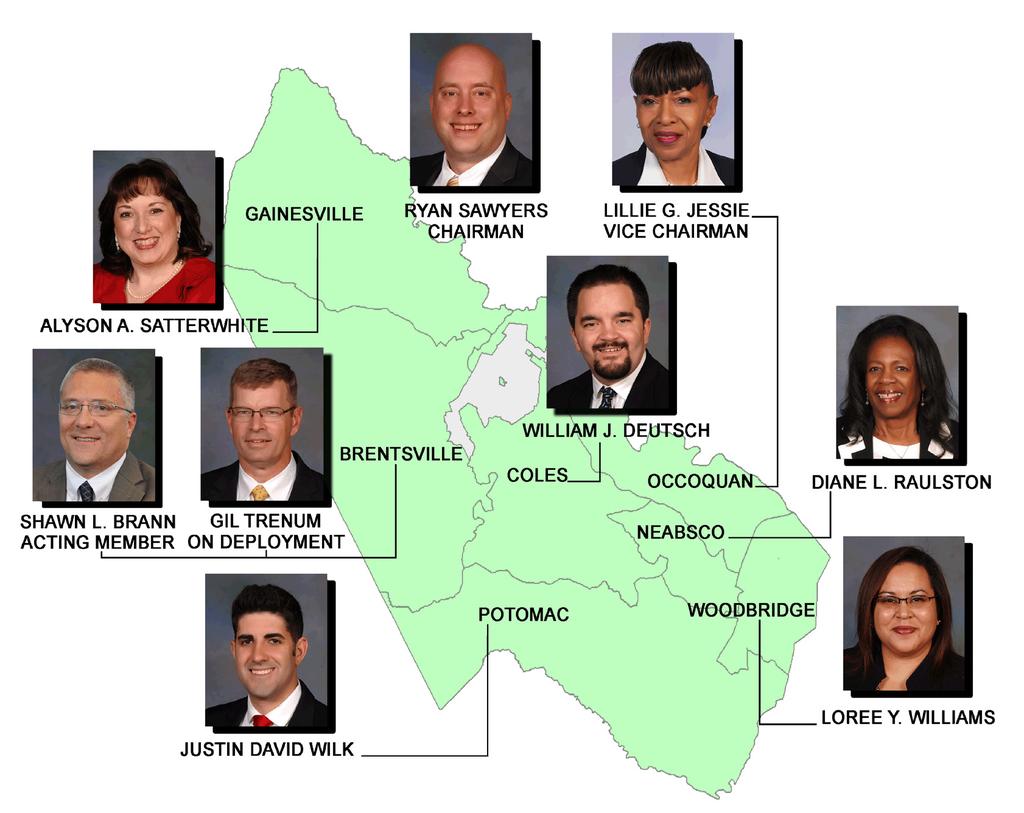 The Prince William County SCHOOL BOARD Policies that govern PWCS are made by an eightmember School Board one elected from each magisterial district, plus a chairman.