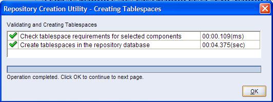Configuring WS-Security for PeopleSoft Mobile Inventory Management Appendix A 14. On the Repository Creation Utility message box, click OK to create the tablespaces.