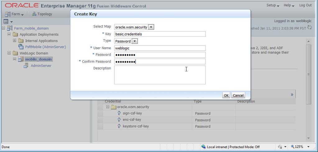 Configuring WS-Security for PeopleSoft Mobile Inventory Management Appendix A 7. Click the +Create Key button to create a new key.