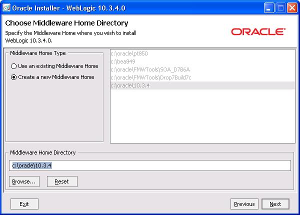 Installing PeopleSoft Enterprise FSCM 9.1 Mobile Inventory Management Chapter 1 Oracle Installer - WebLogic 10.3.4.0 Choose Middleware Home Directory page 4.
