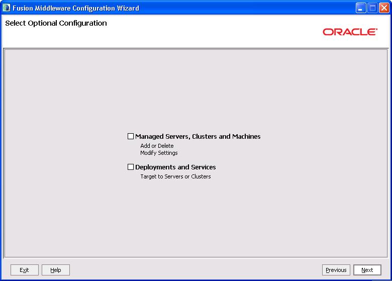 Chapter 1 Installing PeopleSoft Enterprise FSCM 9.1 Mobile Inventory Management Fusion Middleware Configuration Wizard - Select Optional Configuration page 20.