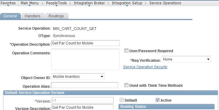 Installing PeopleSoft Enterprise FSCM 9.1 Mobile Inventory Management Chapter 1 Service Operations - General page b.