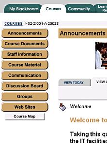 Inside a Blackboard Course A Blackboard Course (or Organisation) can be used in a number of different ways.
