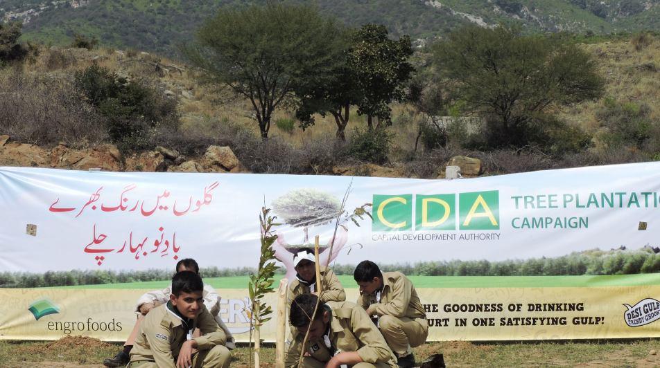 CDA Chairman, Maroof Afzal inaugurated e campaign by planting in sector D-12 while large number of people from all walks of life participated in e tree drive.