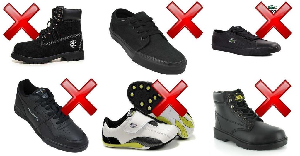 Below are a selection of shoes that are not acceptable Shops display stock as school wear or back to school wear this does not necessarily mean that it meets the school standards.