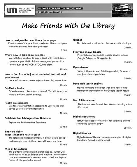 The success story of the menu how health libraries shared an innovative marketing tool We added new topics recommended by the medical or the library staff.