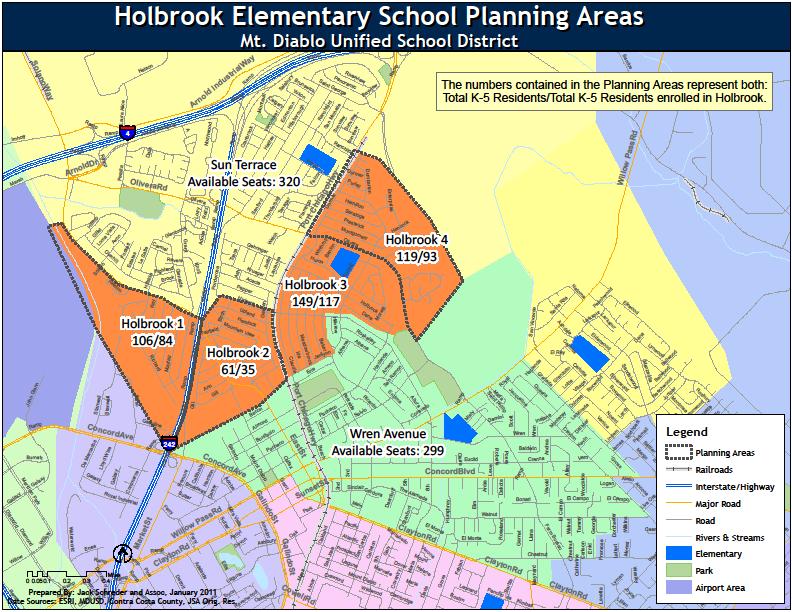 Areas 1 and 4 would attend Sun Terrace