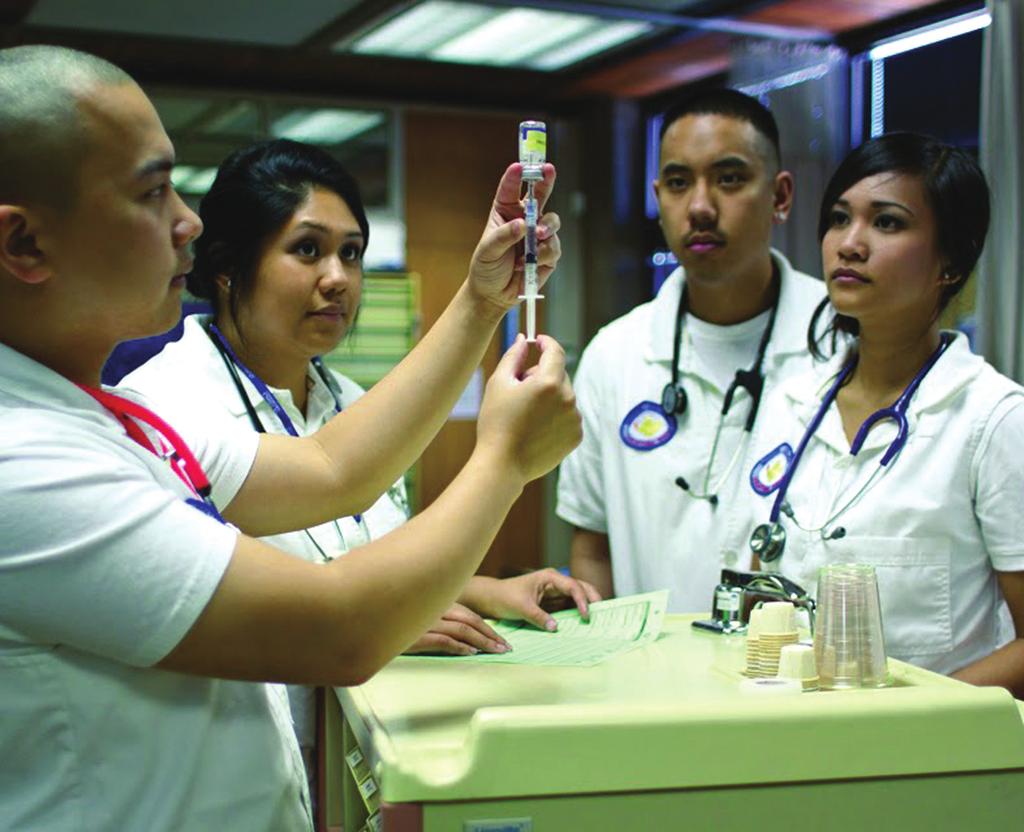 Students in the nursing lab of