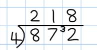 Year 4 Divide up to 3-digit numbers by a single digit (without remainders initially) Continue to develop short division: Short division should only be taught once children have secured the skill of