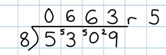 Year 5 Divide up to 4 digits by a single digit, including those with remainders.