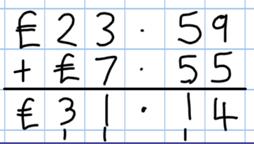 Pupils should be able to add more than two values, carefully aligning place value columns. Say 6 tenths add 7 tenths to reinforce place value.