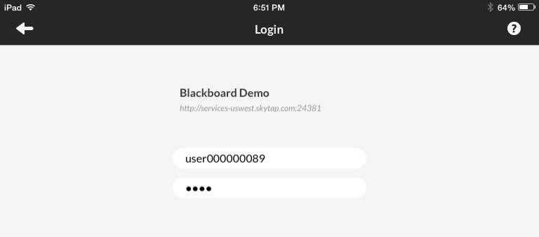 Open the Blackboard Mobile app. 2. Type in the insitution s public ID. 3. Log in with Blackboard user ID and password. 4.