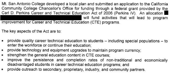 Federal Revenue Grants and Categorical Programs Fiscal Years 2010-11 through 2015-16 California Community Colleges Chancellor s Office Career Technical Education - Perkins IB: Discipline/Industry