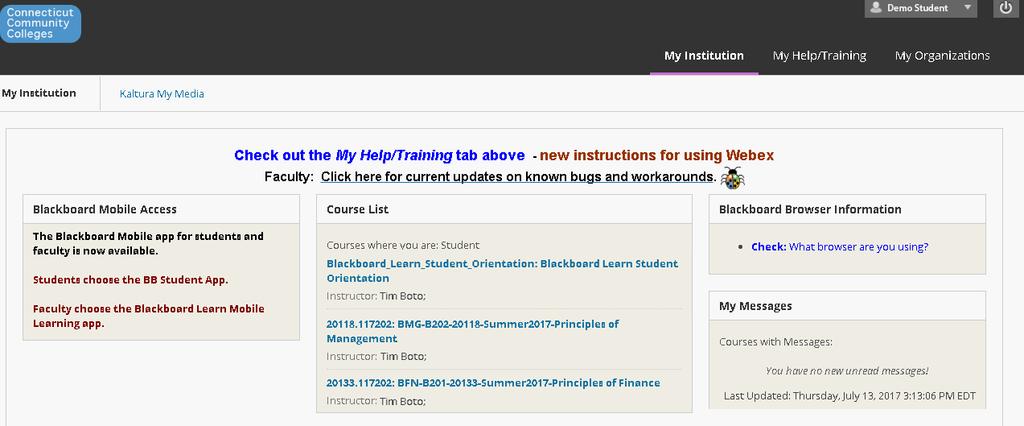 My Blackboard page Here you will see a list of all of your courses. To access your course, simply click on its link.
