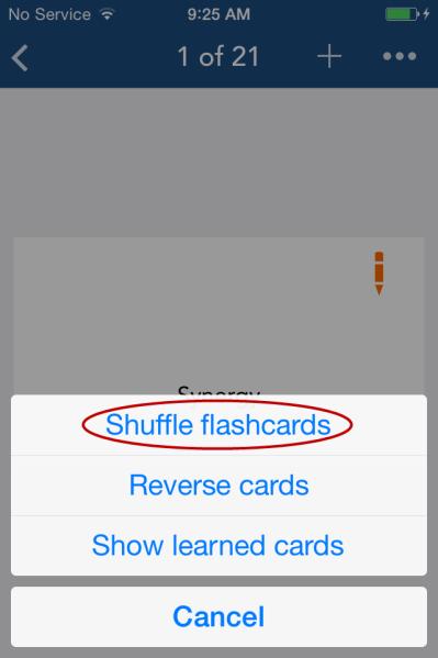 Function Edit Shuffle custom flashcard Supporting the MindTap