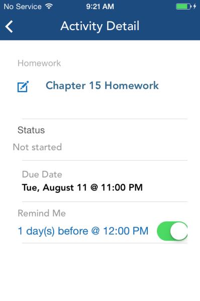 Function View Activity Details Set Reminders Supporting the