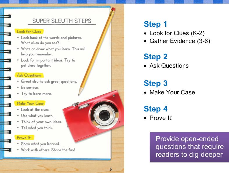 6 Super Sleuth Steps An important goal of Reading Street Sleuth is to help students become thoughtful and curious readers.