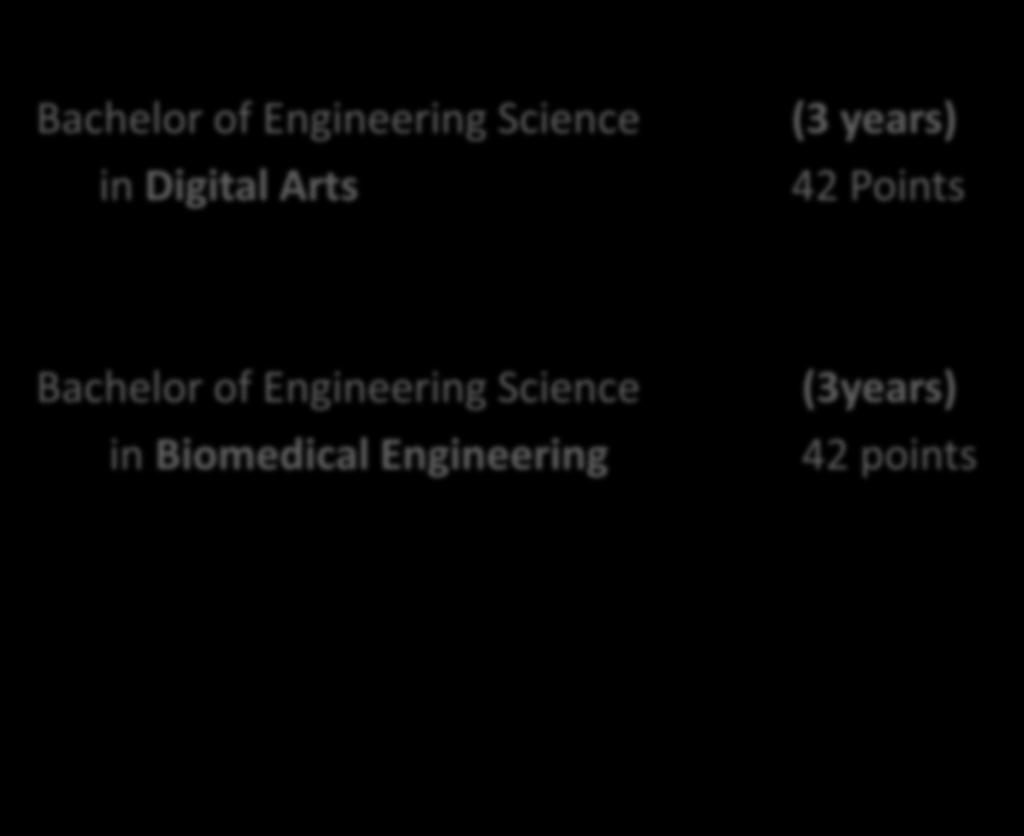 ENGINEERING AND THE BUILT ENVIRONMENT Bachelor of Engineering Science in Digital Arts (3 years) 42 Points Minimum entrance requirements: Mathematics 5