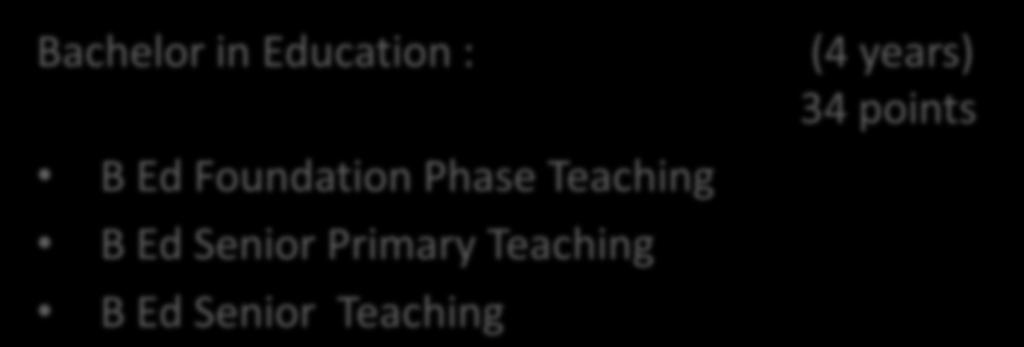 HUMANITIES Bachelor in Education : B Ed Foundation Phase