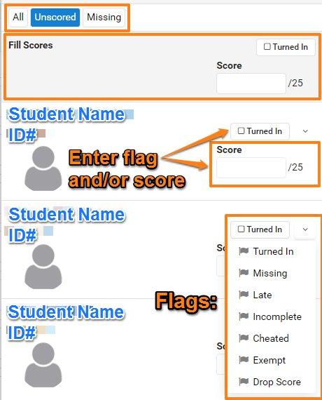 Scoring Assignments: Click on the assignment to be scored.