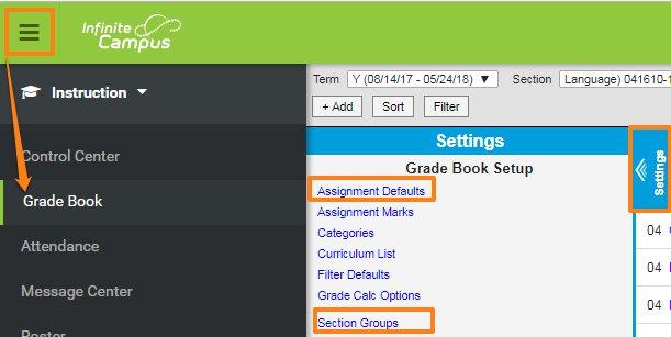 New Features in the Grade Book Setup Area: These new features can be used to streamline your work. New Feature!