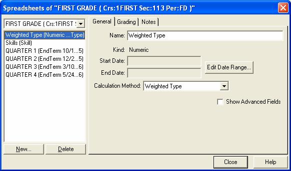 Using a Total Points Grading Scale Total Points Grading System From the SETUP Menu, choose Spreadsheets.