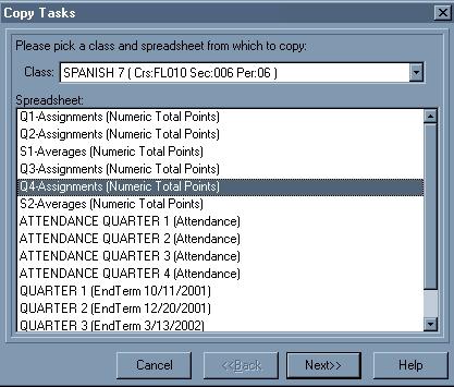 Copying Tasks Open the spreadsheet that you want to copy the task TO (not from)! This is the spreadsheet that does NOT currently have the desired assignment in it. 1.) Task 2.) Copy Task 1.