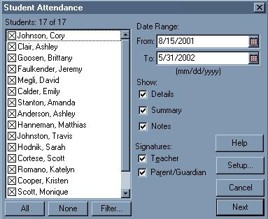 * Show options allows you to choose date, detail or summary items along with the ability to print