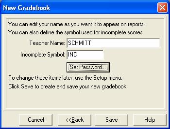 Once you have set your password, click Save to save your gradebook.