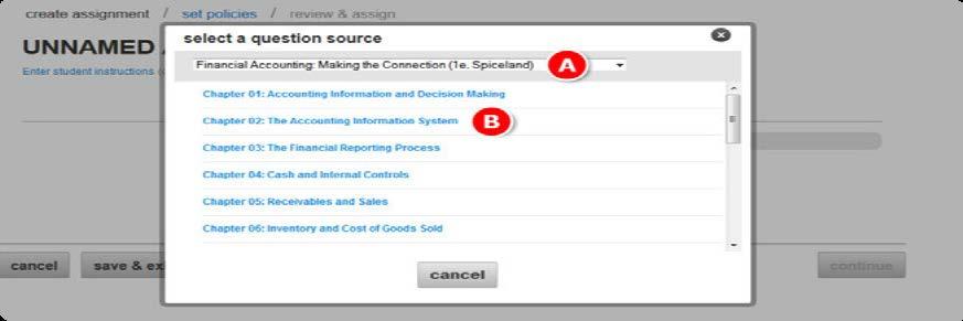 Select a question source from the list.